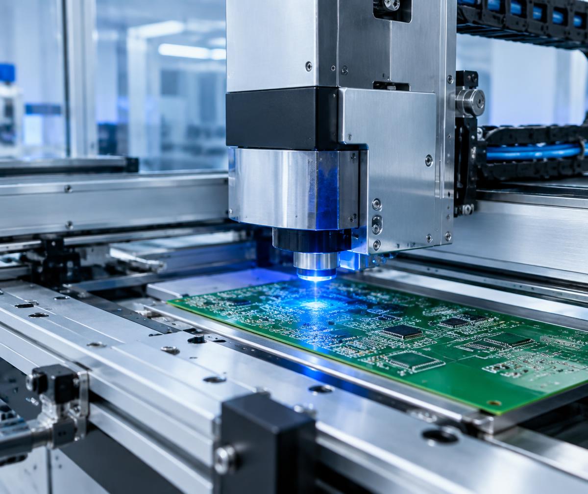 Illustrative close-up of PCB imaging equipment